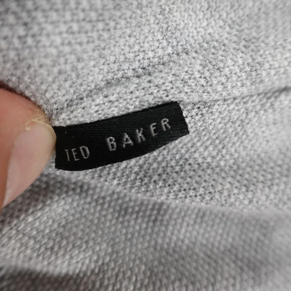 Ted Baker Sweater Mens 7 3XL Gray Silk Knit Pullover Crewneck Sweatshirt Preppy‎